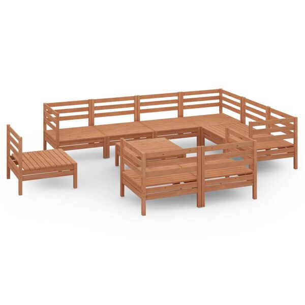 vidaXL 10 Piece Garden Lounge Set Solid Wood Pine Honey Brown
