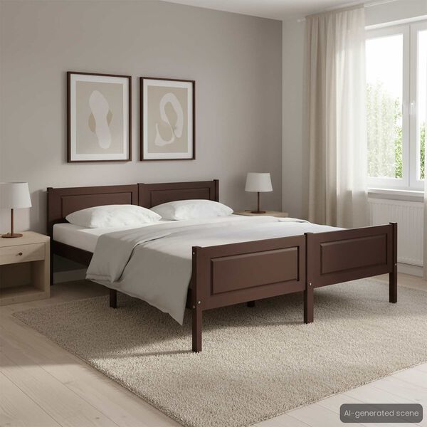 vidaXL Bed Frame without Mattress Solid Pinewood Dark Brown 120x200 cm