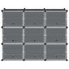 vidaXL Storage Cube Organiser with 9 Cubes and Doors Black PP
