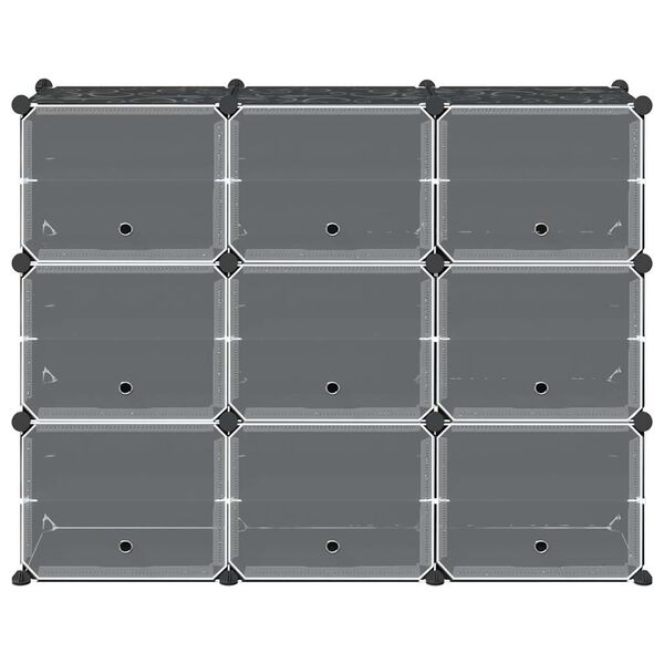 vidaXL Storage Cube Organiser with 9 Cubes and Doors Black PP