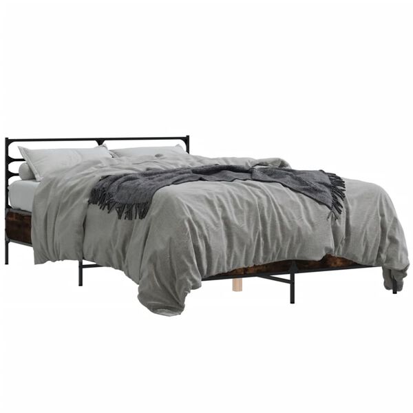 vidaXL Bed Frame without Mattress Smoked Oak 120x200 cm