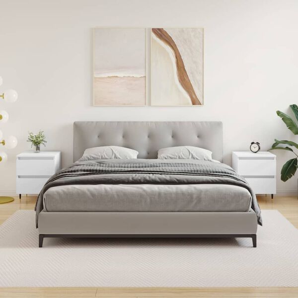 vidaXL Bedside Cabinets 2 pcs White 40x35x50 cm Engineered Wood