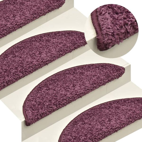 vidaXL Stair Mats 15 pcs 65x21x4 cm Dark Purple Half Round Large