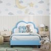 vidaXL Children's Bed Frame with Headboard Blue 90 x 200 cm PU