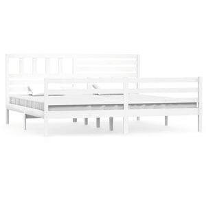 vidaXL Bed Frame without Mattress White Solid Wood 200x200 cm