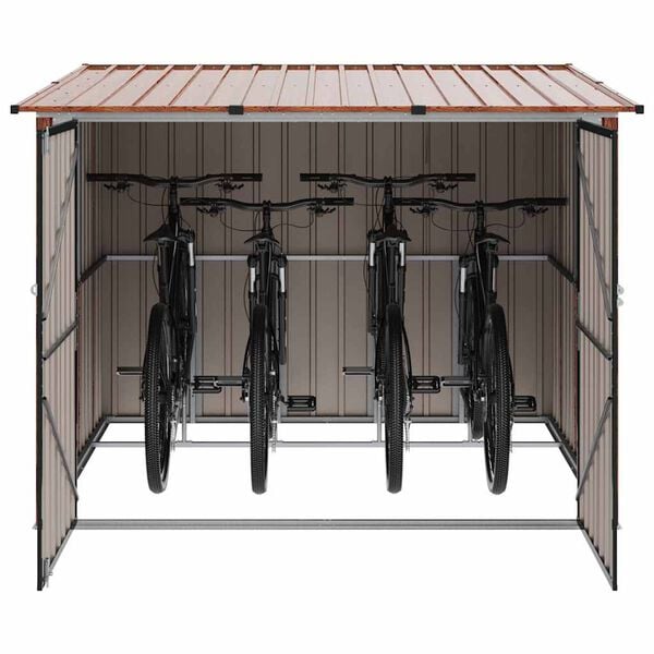 vidaXL Bike Shed 3 pcs Brown 215 x 206 x 157 cm Metal