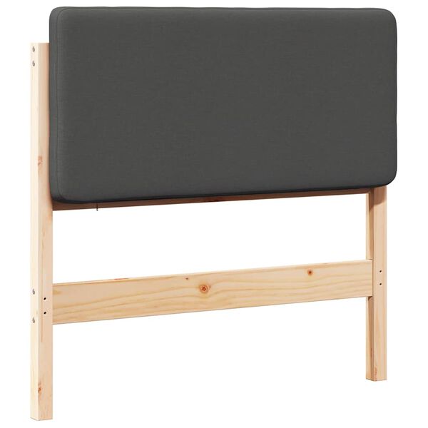 vidaXL Upholstered Headboard Brown and Dark Grey 75 cm Solid Pine Wood