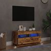 vidaXL TV Cabinet with LED Lights Old Wood 80x35x40 cm Engineered Wood