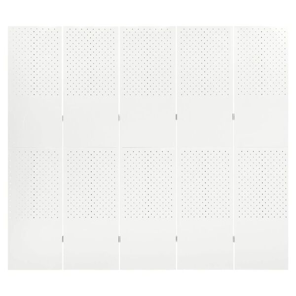 vidaXL 5-Panel Room Divider White 200x180 cm Steel
