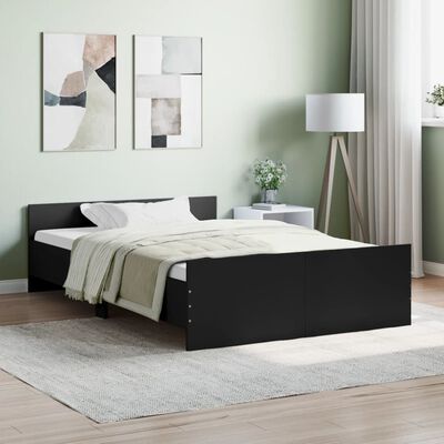 vidaXL Bed Frame with Headboard and Footboard Black 120x190 cm Small Double
