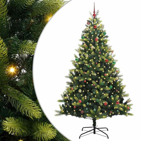 vidaXL Artificial Hinged Christmas Tree 300 LEDs Green 240 cm