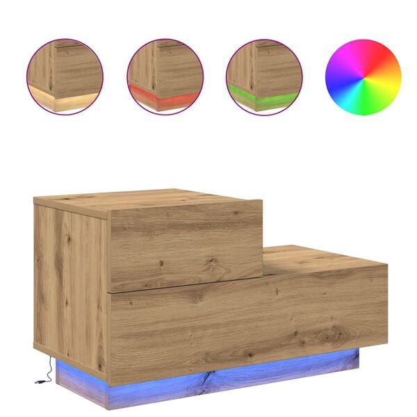 vidaXL Bedside Cabinet Artisan Oak 70 x 36 x 40.5 cm Engineered Wood