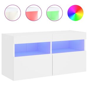 vidaXL TV Wall Cabinet with LED Lights White 80x30x40 cm
