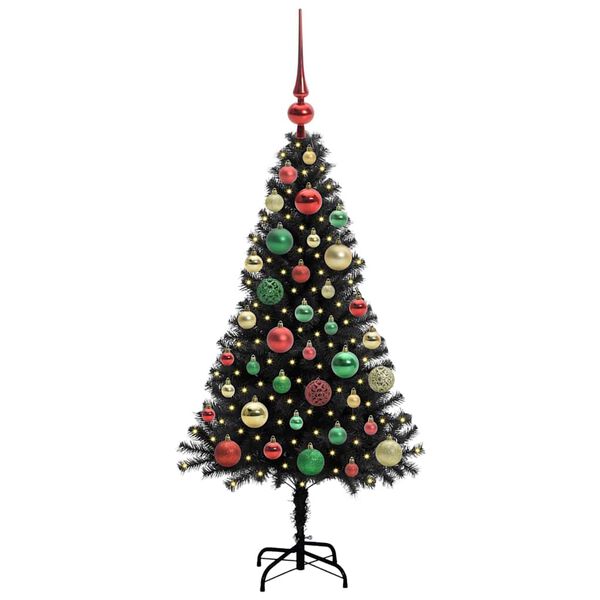vidaXL Christmas Tree with 150 LEDs with Stand Black 120 cm PVC