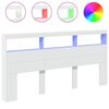 vidaXL Headboard Cabinet with LED White 200x17x102 cm