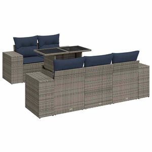vidaXL 6 Piece Garden Sofa Set with Cushions Grey Poly Rattan Acacia