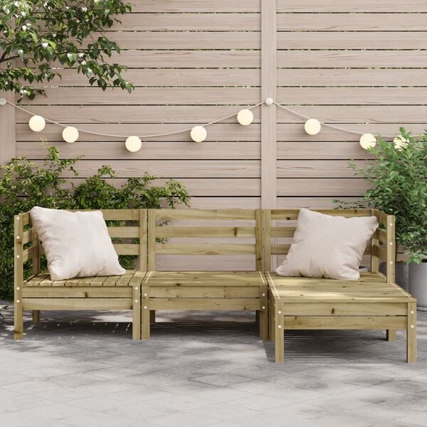 vidaXL Garden Sofa 3-Seater with Footstool Impregnated Wood Pine