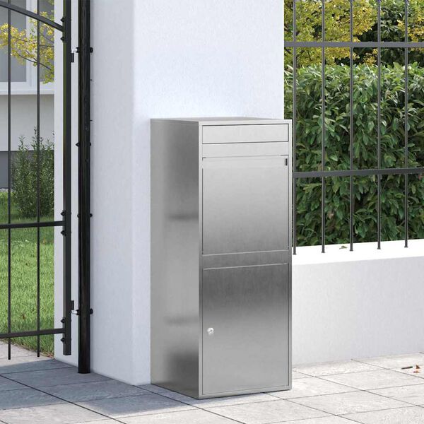 vidaXL Parcel Drop Box Black 41 x 38 x 103 cm Stainless steel