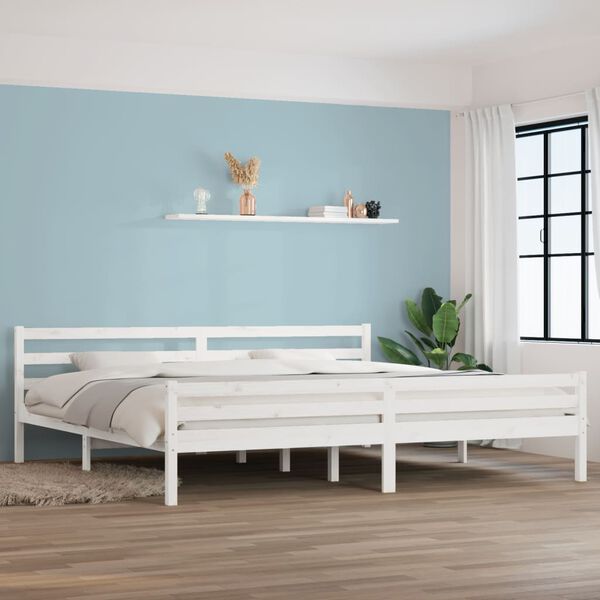 vidaXL Bed Frame without Mattress White Solid Wood 200x200 cm
