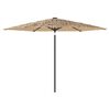 vidaXL Garden Parasol with LEDs and Steel Pole Brown 288x288x225 cm