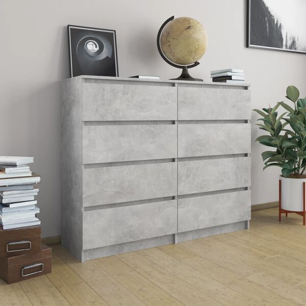 vidaXL Drawer Sideboard Concrete Grey 120x35x99 cm Engineered Wood