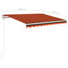 vidaXL Manual Retractable Awning with LED 3x2.5 m Orange and Brown
