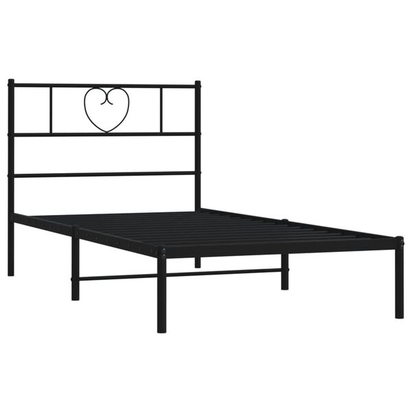 vidaXL Metal Bed Frame without Mattress with Headboard Black 80x200cm
