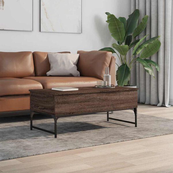 vidaXL Coffee Table Brown Oak 100x50x40 cm Engineered Wood and Metal