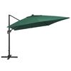 vidaXL Cantilever Garden Parasol with LED Lights and Aluminium Pole 400x300 cm Green