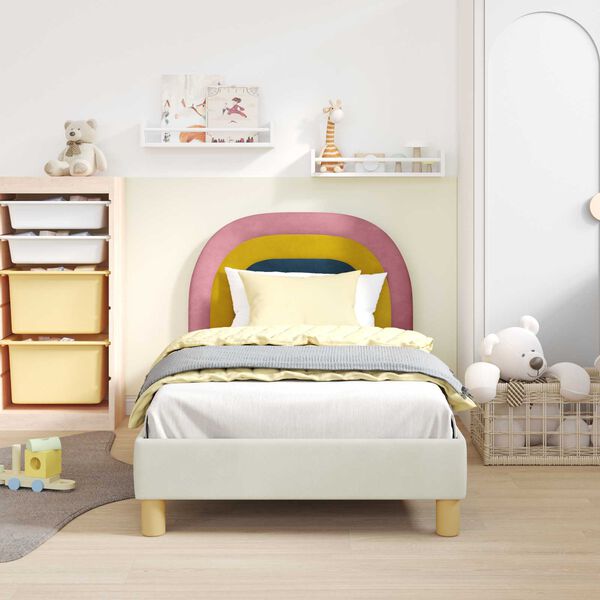 vidaXL Children's Bed Frame with Headboard Cream 80 x 160 cm Velvet