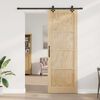vidaXL Sliding Door Natural and Black 83 x 232 cm Solid Pine Wood