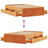 vidaXL Bed Frame without Mattress with Drawers Wax Brown 120x190 cm Small Double Solid Wood Pine