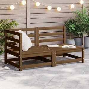 vidaXL 2 Piece Garden Lounge Set Honey Brown Solid Pinewood