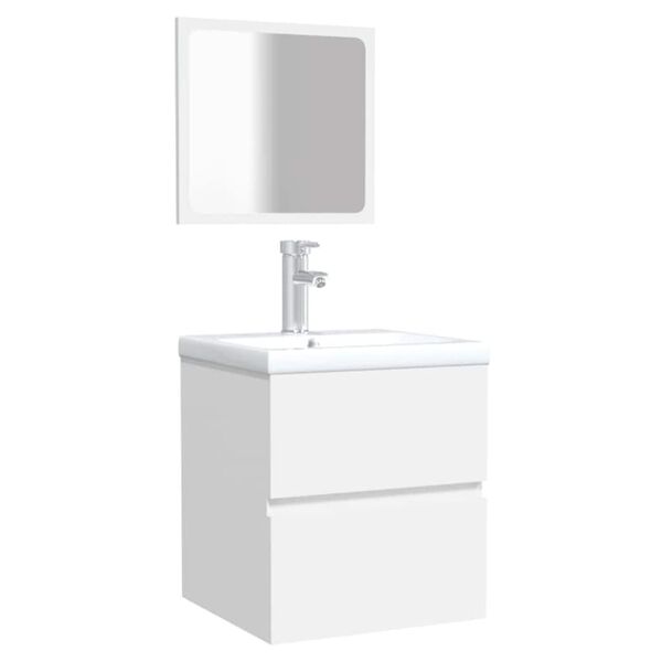 vidaXL Bathroom Cabinet with Mirror White Engineered Wood