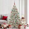 vidaXL Artificial Christmas Tree Green and White 180 cm PVC and Metal