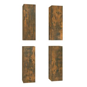vidaXL 4 Piece TV Cabinet Set Smoked Oak 30,5x30x90 cm Engineered Wood