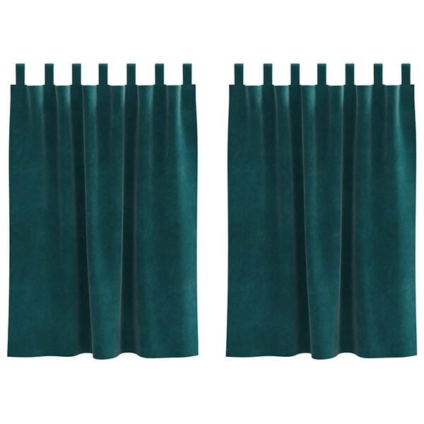 vidaXL Blackout Curtains 2 pcs Dark Green 140 x 140 cm Velvet