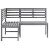 vidaXL Garden Corner Bench Grey 140 cm Solid Acacia Wood