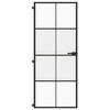 vidaXL Interior Door Slim Black 83x201.5 cm Tempered Glass and Aluminium