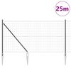 vidaXL Fence with Posts Grey 1.2 x 25 m Steel