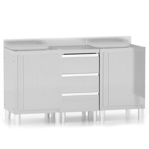 vidaXL Commercial Kitchen Cabinets 3 pcs Stainless Steel