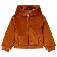 Kids' Hooded Jacket Faux Fur Cognac 92
