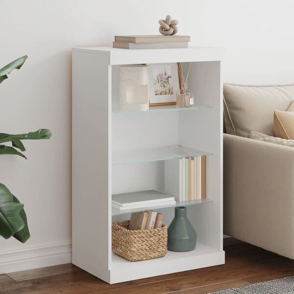 vidaXL Sideboard with LED Lights White 60.5x37x100 cm