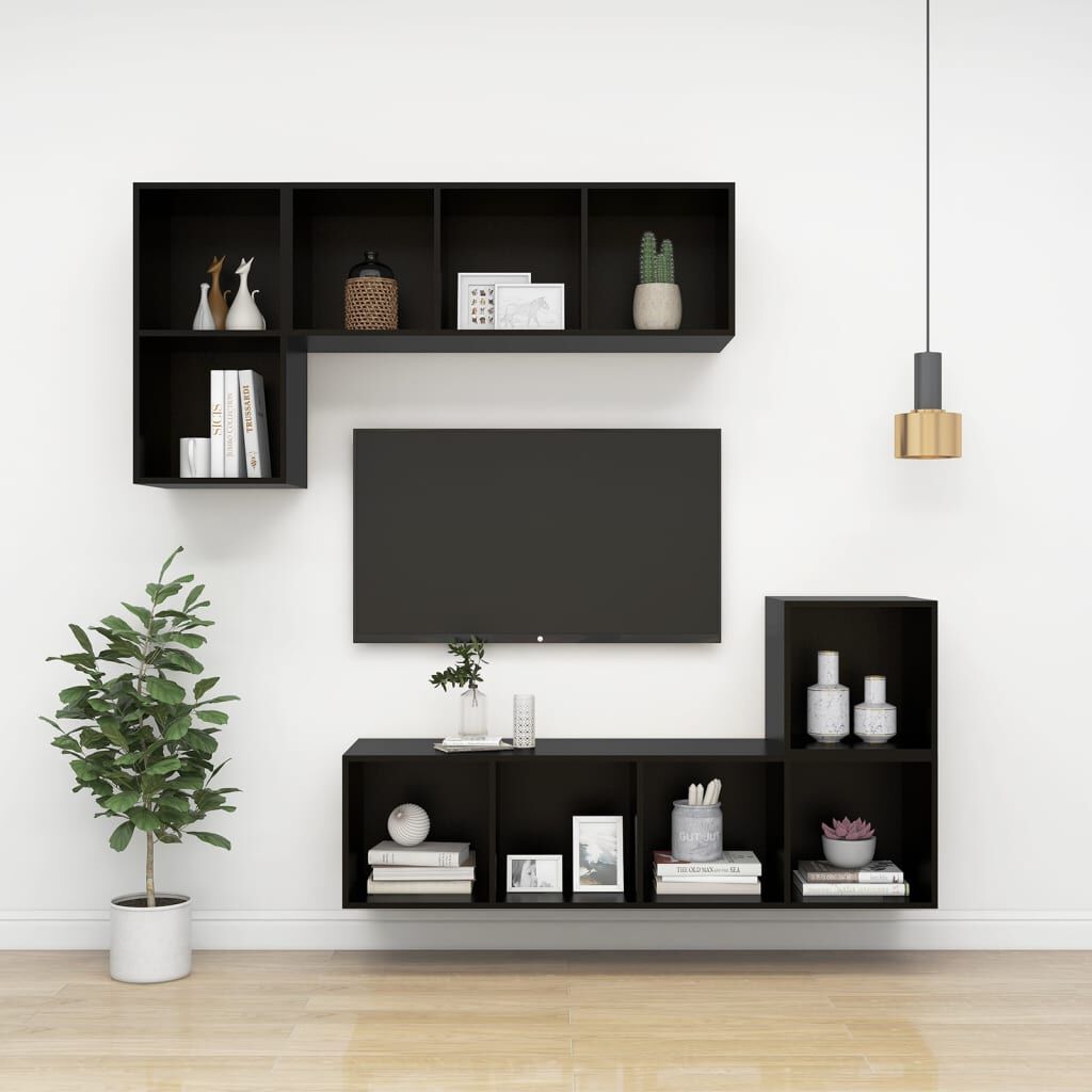 Black wall units shop for living room