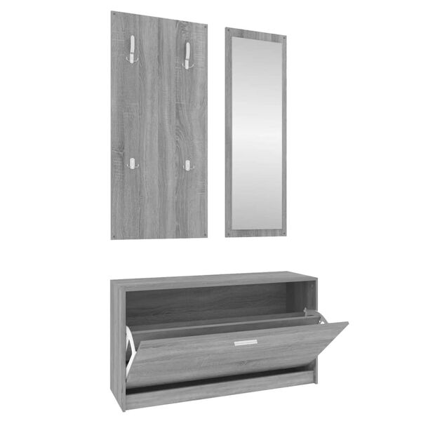 vidaXL 3-in-1 Shoe Cabinet Set Grey Sonoma Engineered Wood