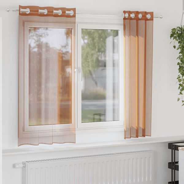 vidaXL Voile Curtains with Grommets 2 pcs Terracotta
