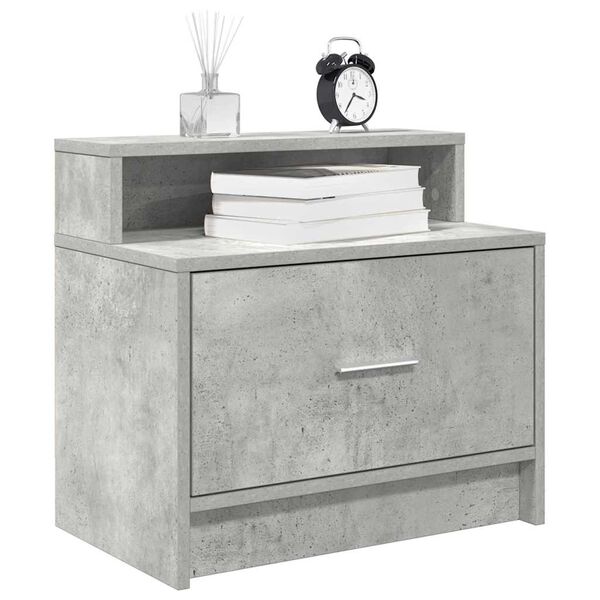 vidaXL Bedside Cabinets with Drawer 2 pcs Concrete Grey 51x31x47 cm