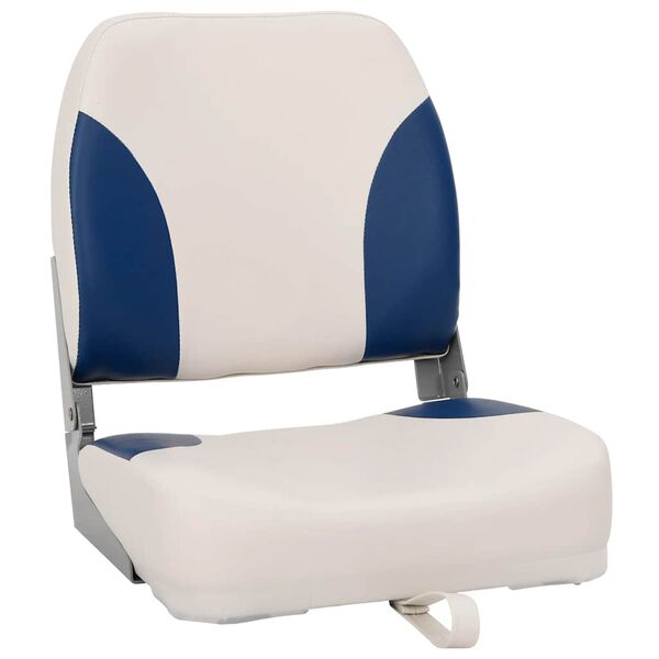 vidaXL Foldable Boat Seat 1 Set with Blue-white Pillow
