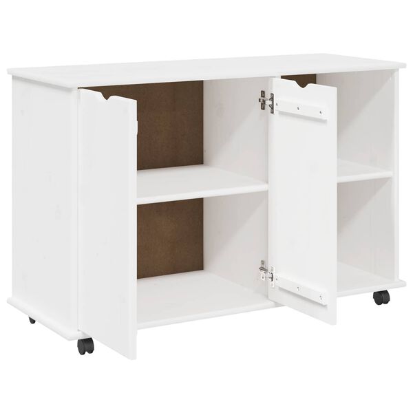 vidaXL Rolling Cabinet White 100 x 39 x 65.5 cm Solid Pine Wood