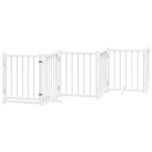 vidaXL Dog Gate with Door Foldable 6 Panels White 300 cm Solid Wood Fir